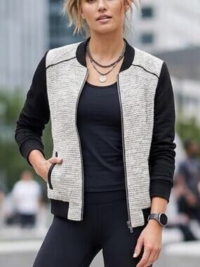 BANANA REPUBLIC FACTORY Baseball-Style Boucle Jacket, S